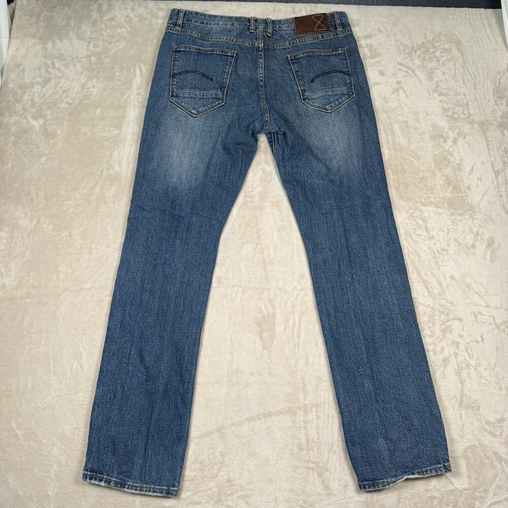 G-Star RAW Jeans GS 3301 Blue Low Rise Straight Button Fly Y2K Men's Size 34x32 - Picture 5 of 10